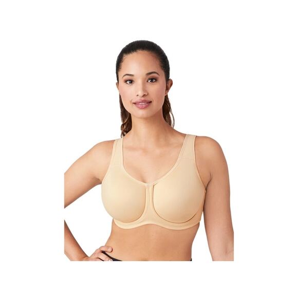 Wacoal Sand Color Simone Sports Underwire Full Coverage High Impact Bra Size 32D - Picture 1 of 5